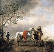 Philips Wouwerman Cavalier Holding a Dappled Grey Horse oil painting picture wholesale